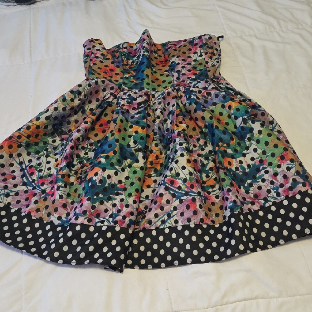 Corey Lynn Calter Strapless Multicolor Polka Dot Floral Party Dress